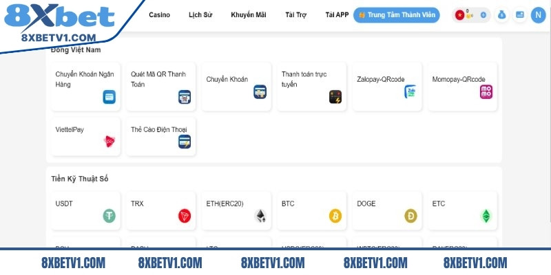 Một số điều kiện, lưu ý khi nạp tiền 8Xbet